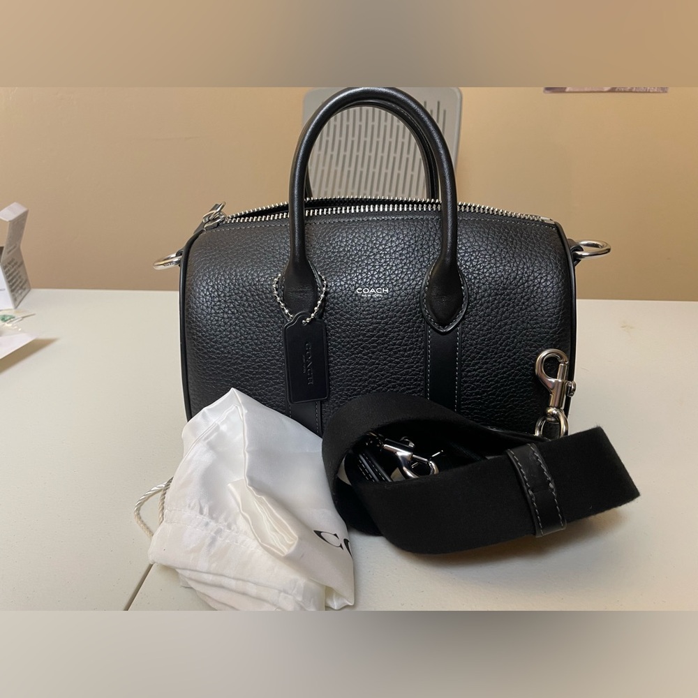 Coach Mens Black Small Compass Satchel Crossbody